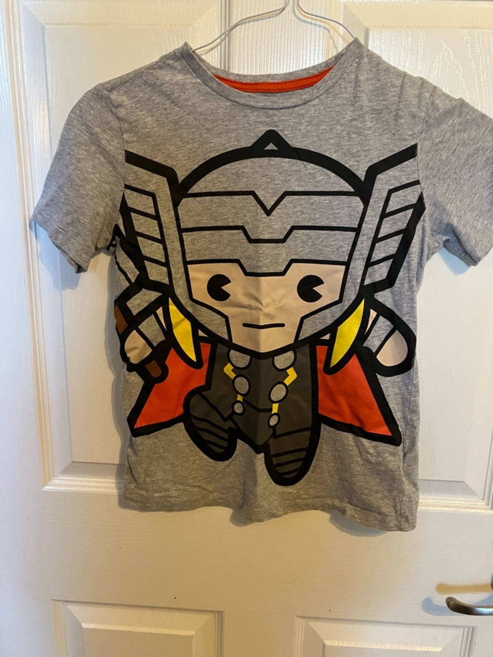 Kids Superhero Thor Graphic Tee - Grey with Red Cape